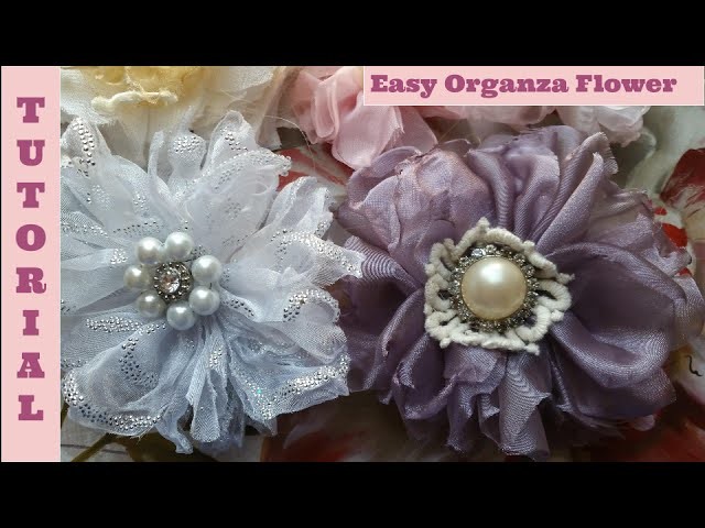 Organza Flower, no sew, Shabby Chic tutorial, fabric Melting flower by Crafty Devotion