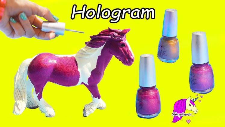 Pink Rainbow Hologram Nail Polish Custom Schleich Mare Horse Painting Craft Video
