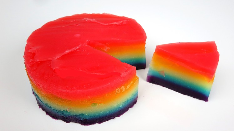Rainbow Jello Cake DIY - Jelly Gummy Dessert Treat! Strawberry, Lemon, Orange Blueberry Candy Treat