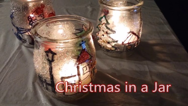 Christmas in a jar (DIY candle light jar)