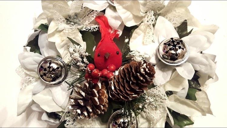 DIY Dollar Tree Christmas Wreath - Silver Bells & Poinsettias