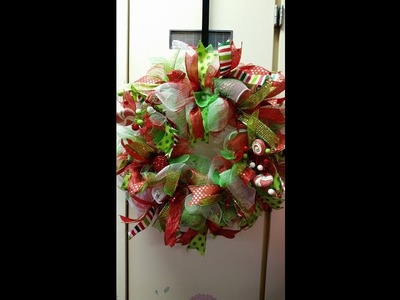 Dollar Tree Mesh Christmas Wreath & Hobby Lobby Accents