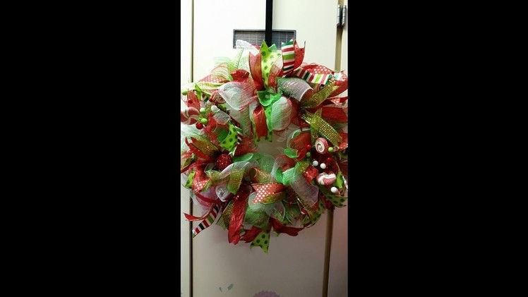 Dollar Tree Mesh Christmas Wreath & Hobby Lobby Accents