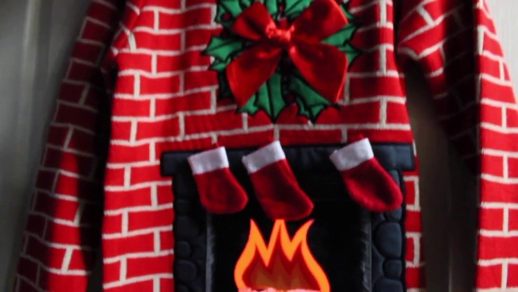 Flashing Fireplace Light-Up Christmas Sweater