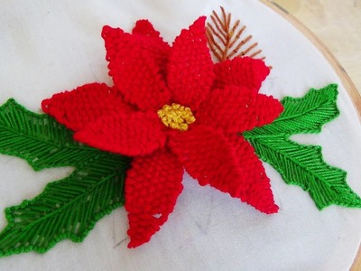 Hand Embroidery: Detached 3D Flower Stitch (Christmas Theme)