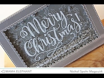 Mama Elephant Merry Christmas Wishes Silver & White Shaker Card