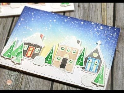WPlus9 Holiday Houses | AmyR 2016 Christmas Card Series #2 | Mission Gold Watercolor