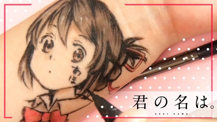 Drawing with Make up Challenge | Kimi no na wa Anime Tattoo Tutorial