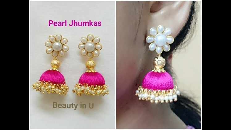 Easy and Simple Pearl Silk Thread Earrings | Tutorial