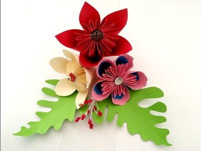 Paper flower easy tutorials : Origami flower : Party decoration- flower Bouquet