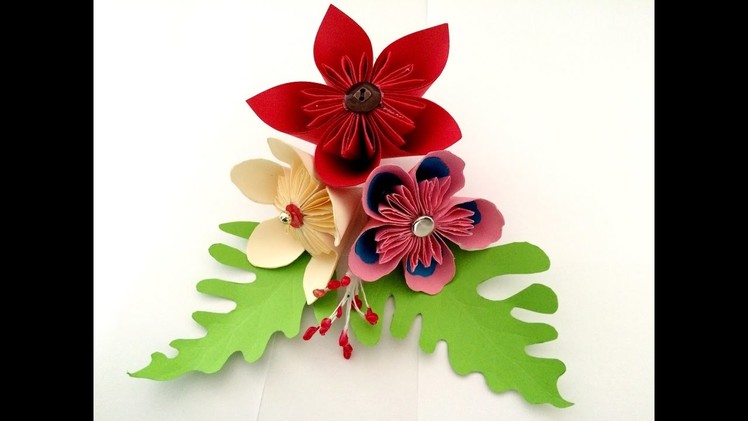 Paper flower easy tutorials : Origami flower : Party decoration- flower Bouquet