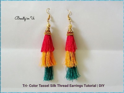 Tri-color Tassle Silk Thread Earrings Tutorial