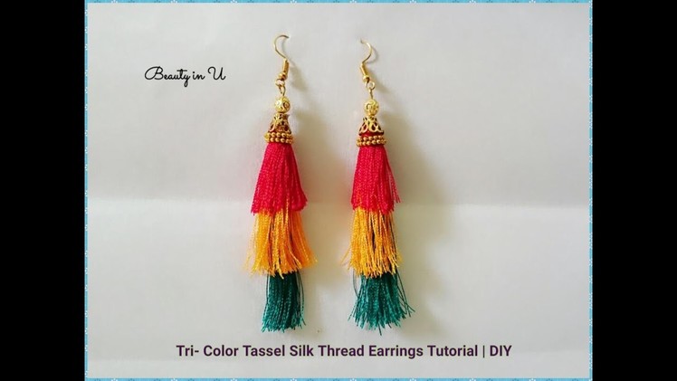 Tri-color Tassle Silk Thread Earrings Tutorial