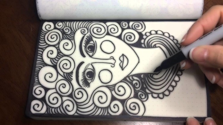 ASMR Doodle Face (ASMR, drawing, doodling, tingles, tangles, zentangle, no talking)