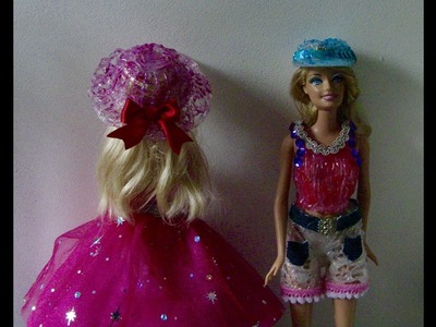 Como fazer 2 Chapel para Barbie -Barbie hat with hot glue