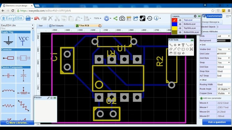 EasyEDA - Free online Schematic & PCB Design Software + How to make a PCB
