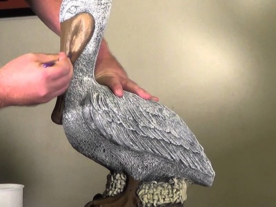 How to make concrete statuary - Detail painting a pelican statue part 2