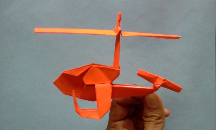 Origami. Helicopter of the paper. How to make origami helicopter