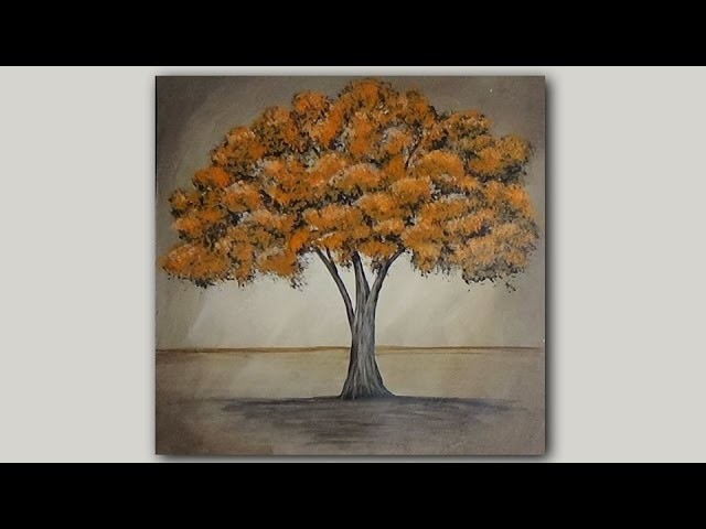 Acrylic Painting Autumn Maple Tree