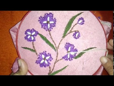 Beautiful embroidery flower design with combination of caston and long French knot