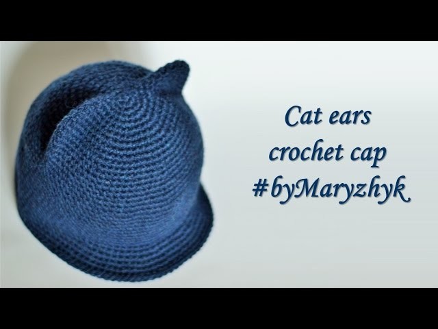 Crochet Jockey Cap with Cat Ears pattern