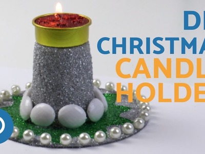 DIY Christmas candle holder - Christmas decor with waste material