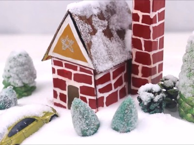 DIY Miniature Snow House.DIY Dollhouse.DIY Miniature  House with Garden - Video