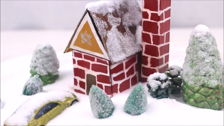 DIY Miniature Snow House.DIY Dollhouse.DIY Miniature  House with Garden - Video