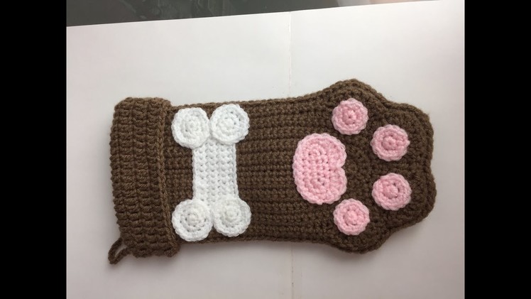 Easy DIY Crocheted Dog Paw Christmas Stocking - Step by step directions