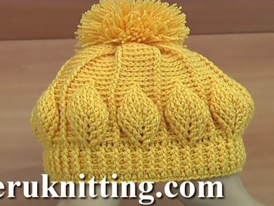 How to Crochet Beanie  Hat  With 3D Leaves  Tutorial 146