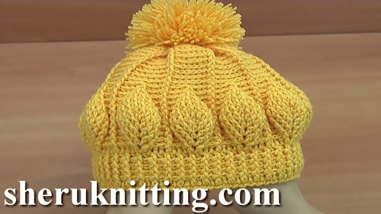 How to Crochet Beanie  Hat  With 3D Leaves  Tutorial 146