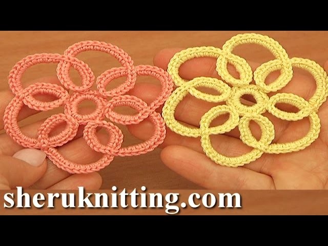 How to Crochet Simple Flat Flower Tutorial 100