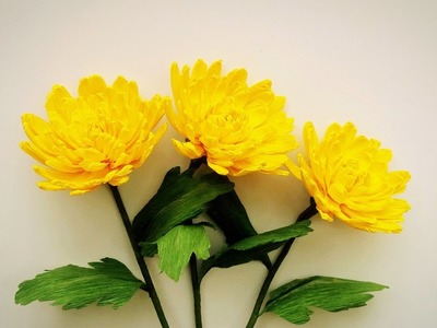 How To Make Chrysanthemum Flower From Crepe Paper - Craft Tutorial