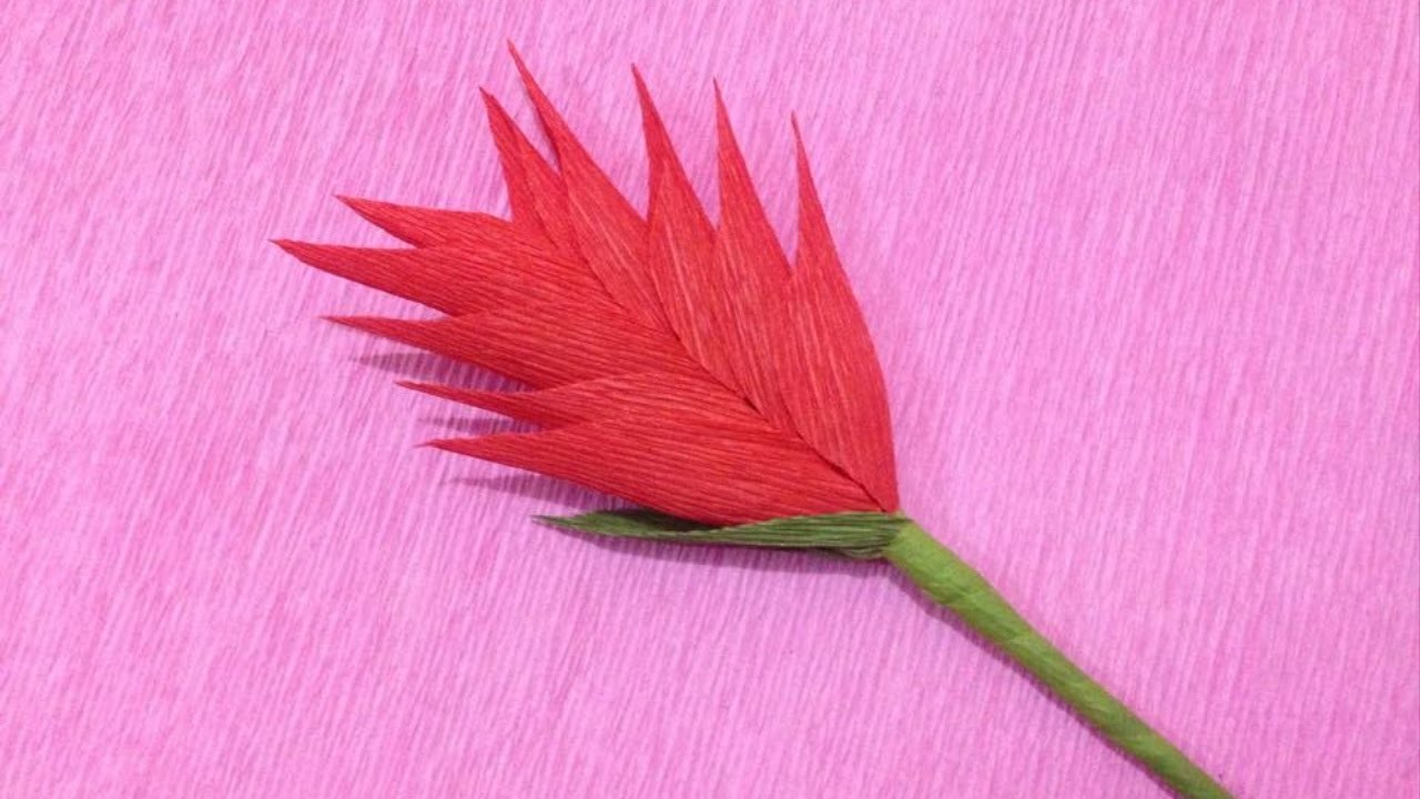 How to Make Heliconia Crepe Paper flowers - Flower Making of Crepe Paper - Paper Flower Tutorial