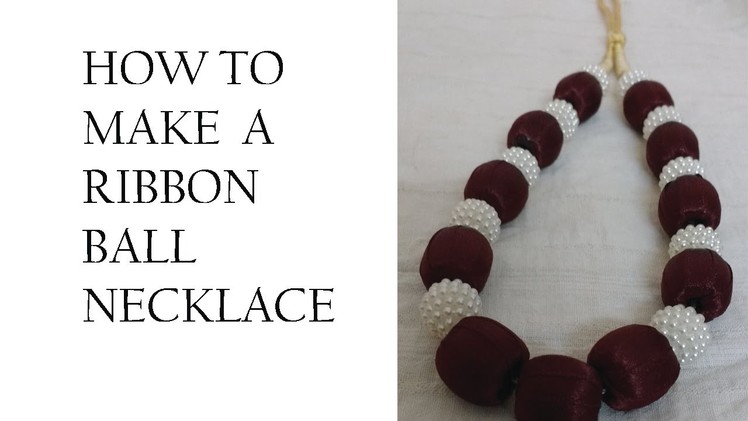 How to make Ribbon ball necklace.DIY-ribbon Necklace Making K creations - 5