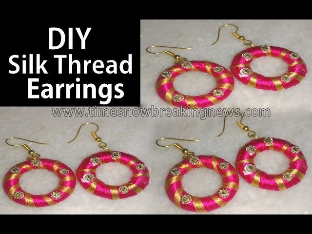 How to make silk thread jhumkas | silk thread earrings new designs, DIY earrings with thread
