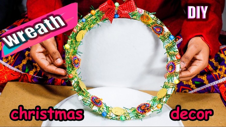 How to make wreath from waste material | DIY christmas room decoration christmas decoration ideas