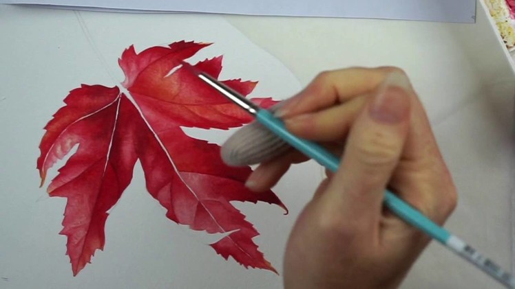 Realistic Autumn Leaf in Watercolor ~ Time Lapse