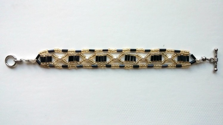 Seed beads and bugle beads bracelet . Beginners bracelet