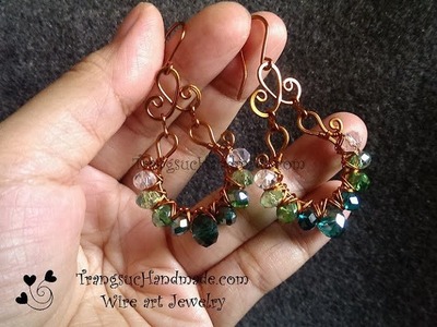 Tutorial earing with sparkling crystal - How to make wire jewelery