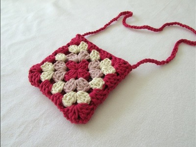 VERY EASY crochet granny square purse. bag tutorial