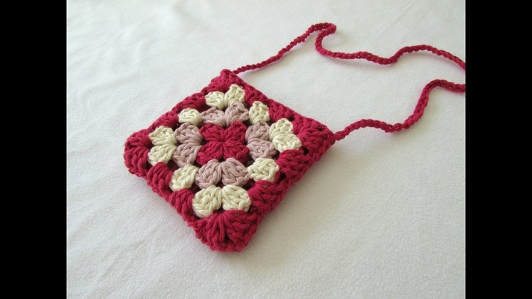 VERY EASY crochet granny square purse. bag tutorial