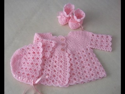 Crochet baby vest - sweater-dress-gorgeous pink