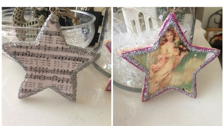 DAY #9 DIY Vintage Music  Star Ornaments | 12 Days Of Christmas Crafts