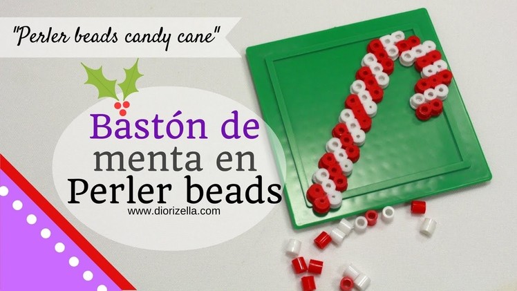DIY Baston de menta. Perler beads candy cane Diorizella Events and Crafts