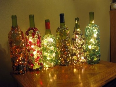 DIY.  Decorated Wine Bottles.  Christmas Decor
