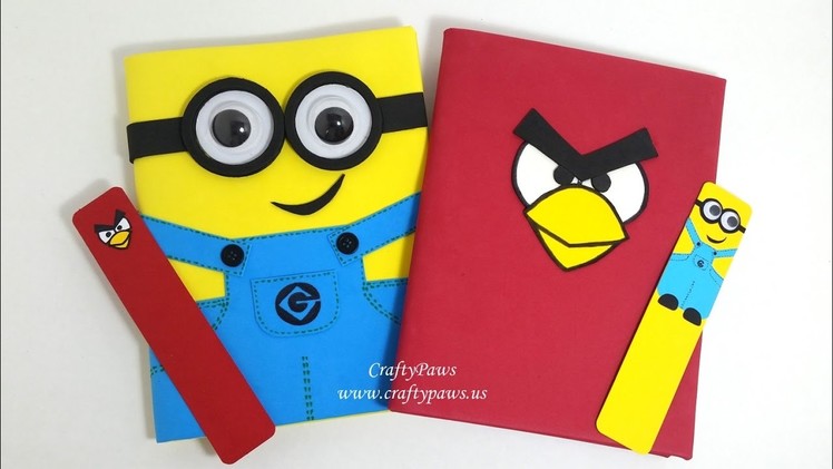 DIY Minions + Angry Bird Notebooks + Bookmarks: vr Justine Stone's Camp Kangaroo Gift From The H