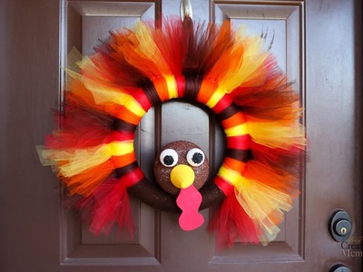 DIY Thanksgiving Turkey Tulle Wreath - Makes a Great Thanksgiving Wreath for your door