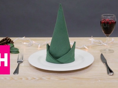 How To Fold a Elf Hat Napkin with @OrigamiTree