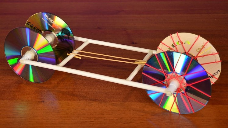 How to make a Rubber Band powered Car using paper and old CD